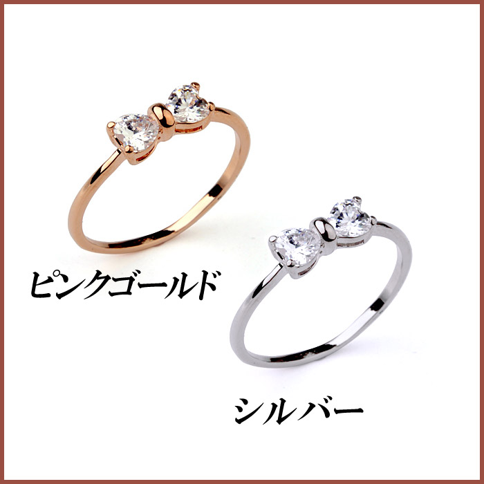 楽天市場】リング リボン 指輪 スワロフスキー K18 18金GP 18k