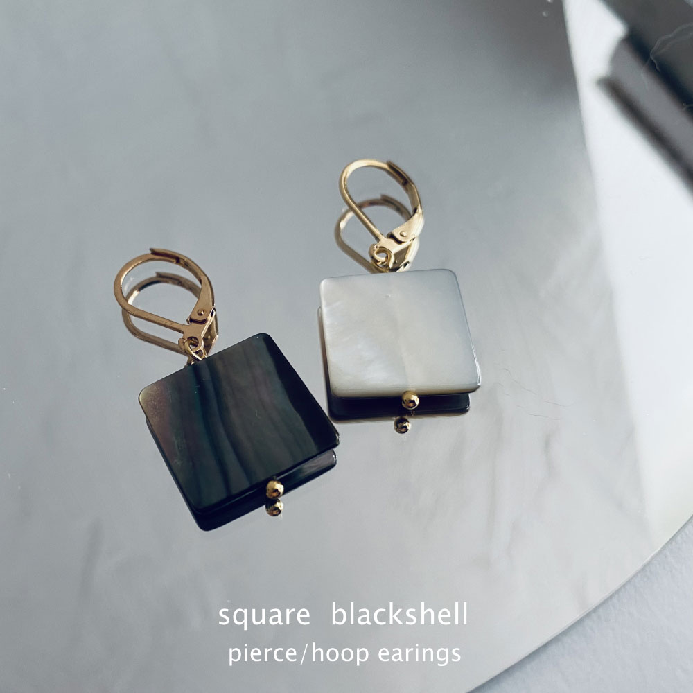楽天市場】スクエア ブラック シェル 黒蝶貝 ピアス イヤリング