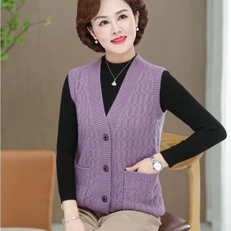 楽天市場】シニアファッション レディース ベスト 前開き ニットベスト