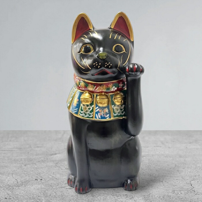 瀬戸焼 招き猫 ネイビー ブチ 5号 2個セット 箱無し 瀬戸焼 招き猫