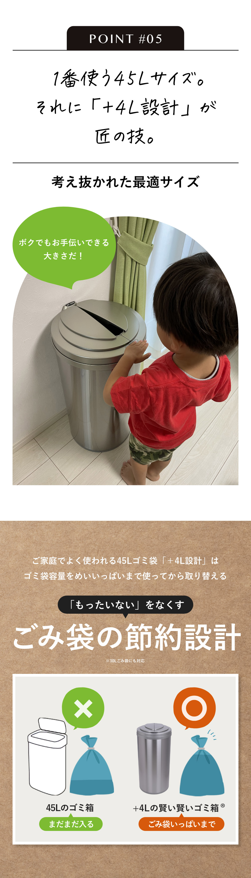 jobson ジョブソン 電動 自動開閉 センサー式 ゴミ箱+45Lゴミ袋 【公式