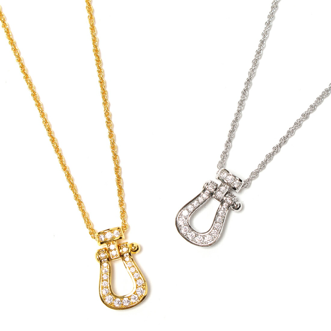 楽天市場】K18GP シャックルパヴェ ネックレス チェーン付 レディース