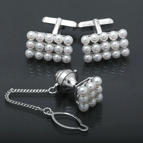 楽天市場】K14WG パールネクタイピン カフスセット : 宝寿堂【楽天市場店】