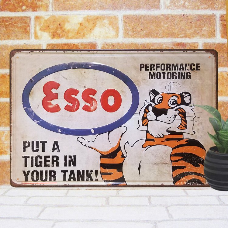 楽天市場】150円OFF】 ブリキ看板 アメリカン e esso エッソタイガー