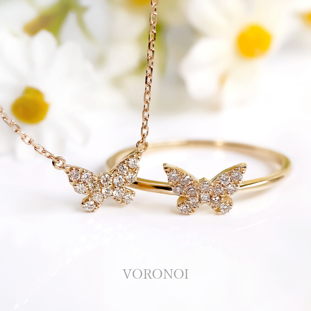 楽天市場】K10 ダイヤモンド 計0.07ct 蝶々 バタフライ モチーフ