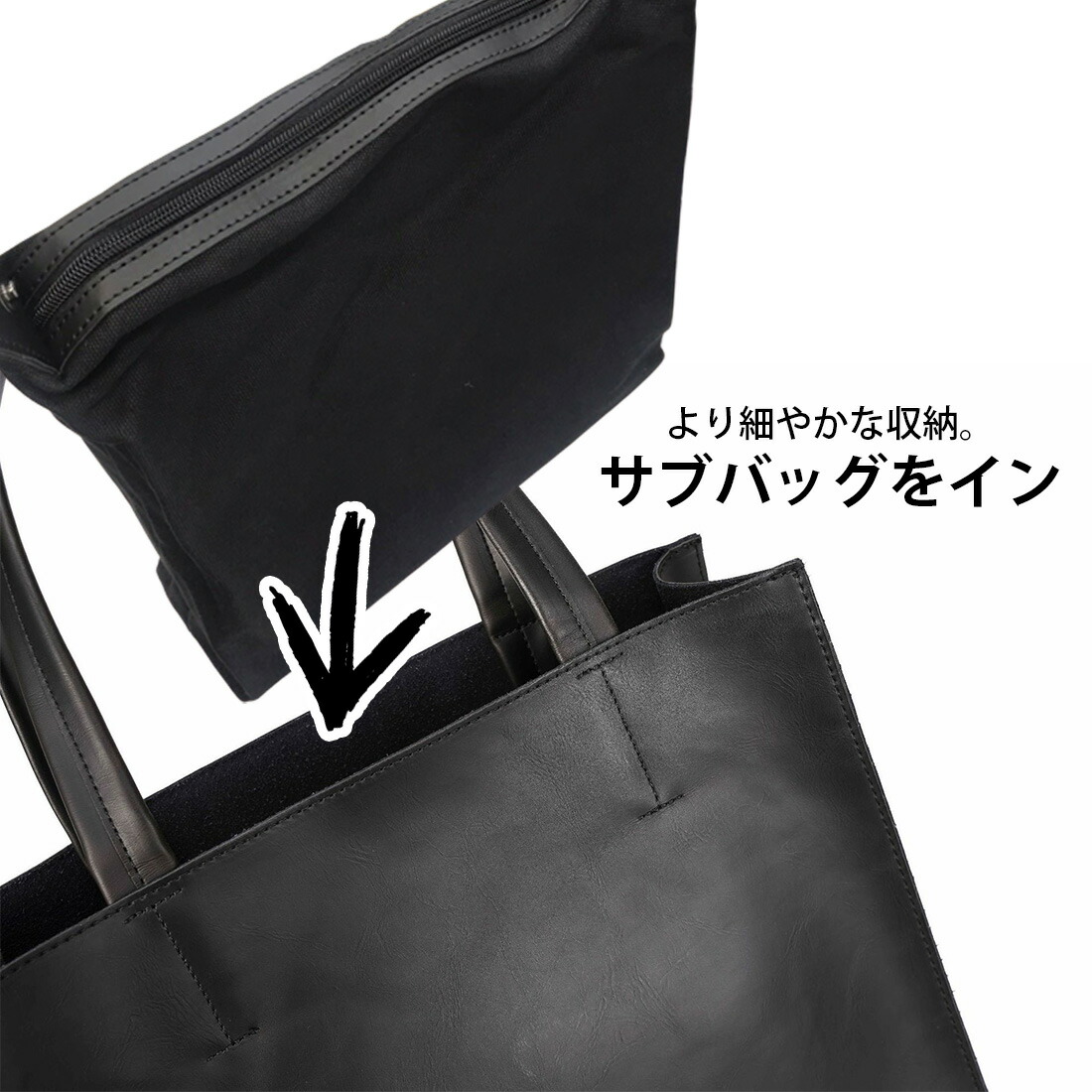 楽天市場】2点セット レザー トートバッグ サブバッグ メンズ 撥水