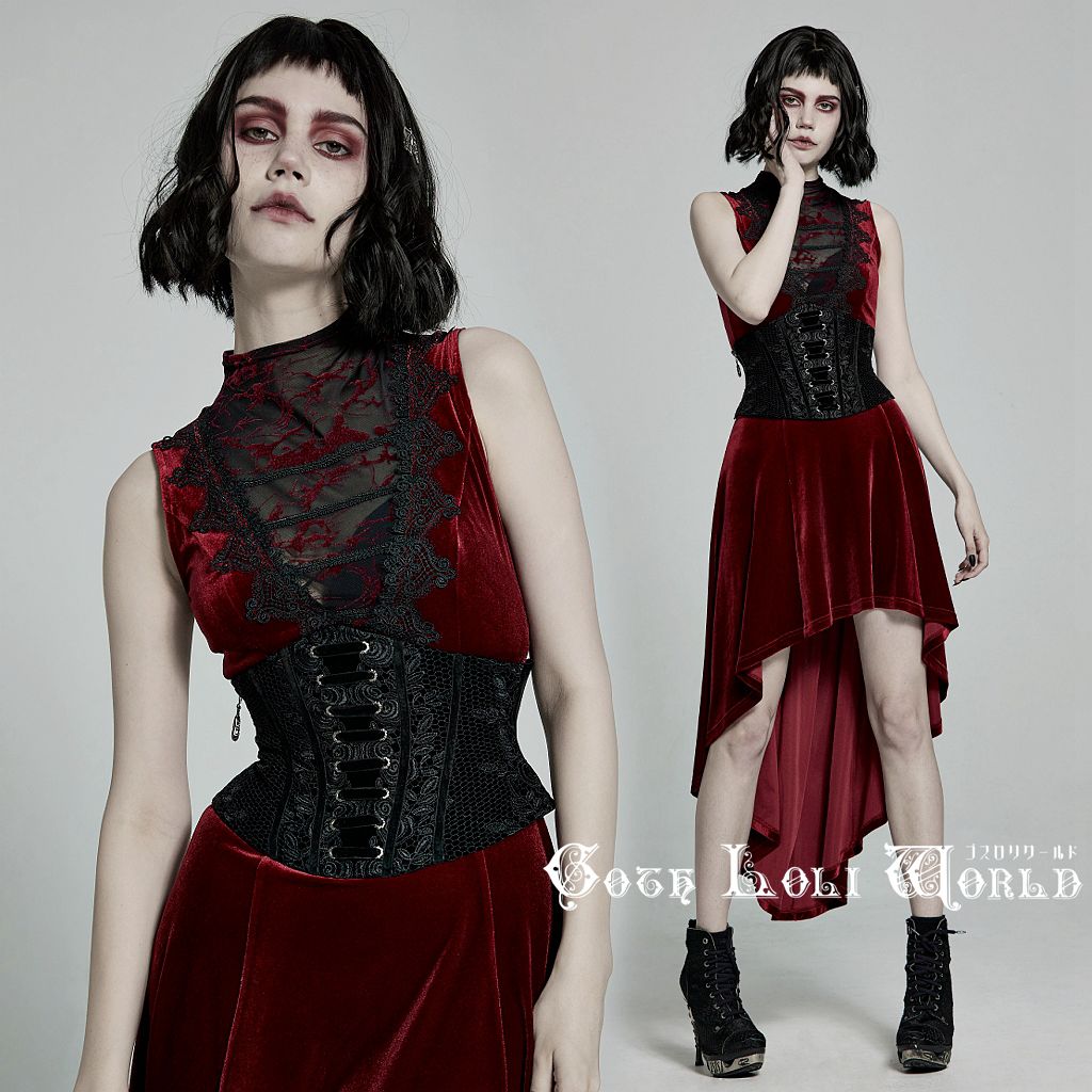 OzzCroceゴシック 和ゴス ドラゴン刺繍 コルセットレース ウエスト