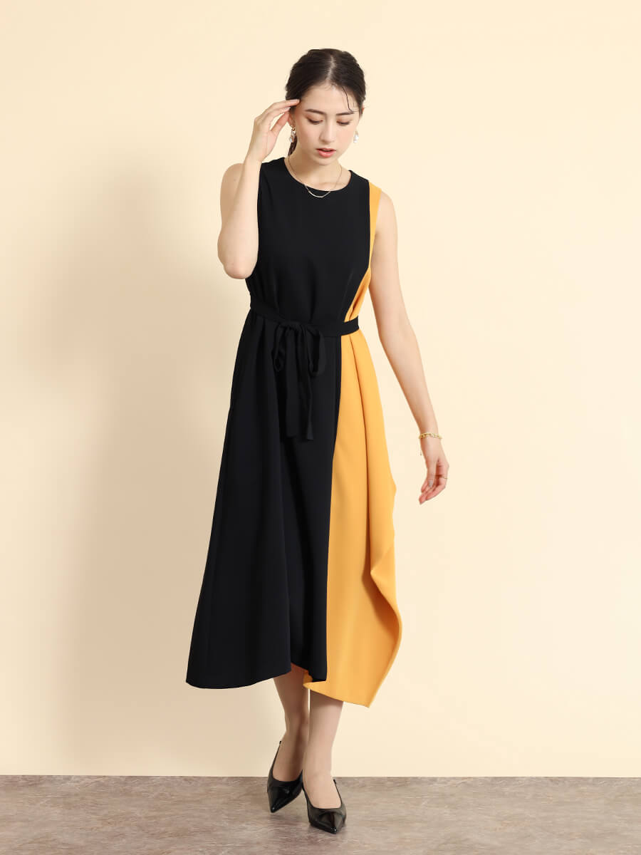 楽天市場】FENNEL フェンネル アシンメトリーバイカラーワンピース