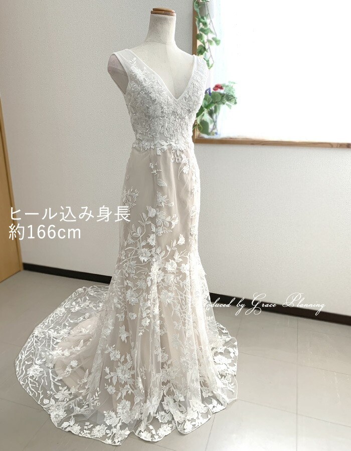 楽天市場】ベージュ/ ホワイト ウェディングドレス Vネック マーメイド
