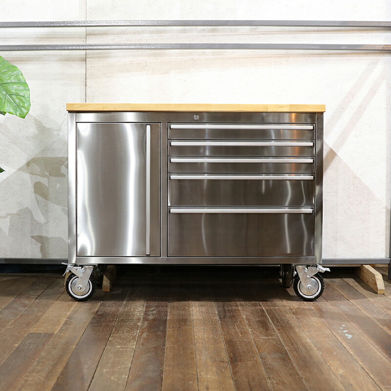 インダストリアル□ステンレス製□ワゴン□5段□工具□厨房