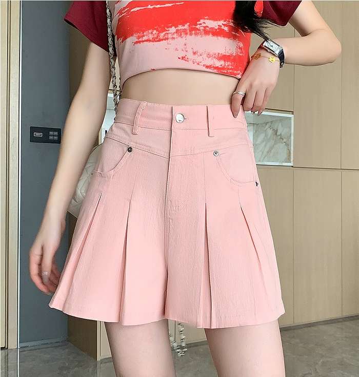 楽天市場】冬新作 予約商品 プリーツスカート ピンク ショート丈