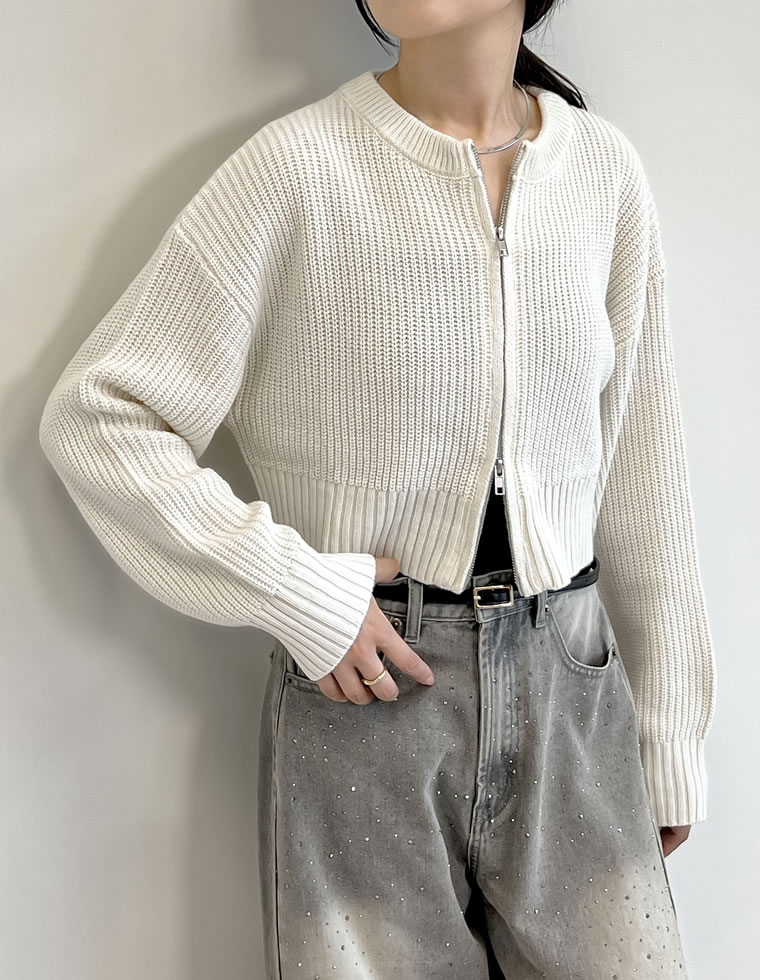 楽天市場】【SPECIAL FAIR】ダブルジップショート丈ニットカーディガン