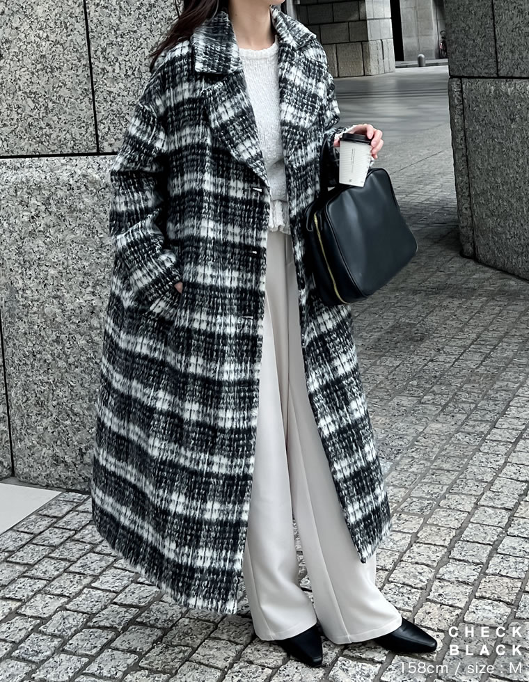 楽天市場】【SPECIAL FAIR】起毛チェック柄ロングチェスターコート