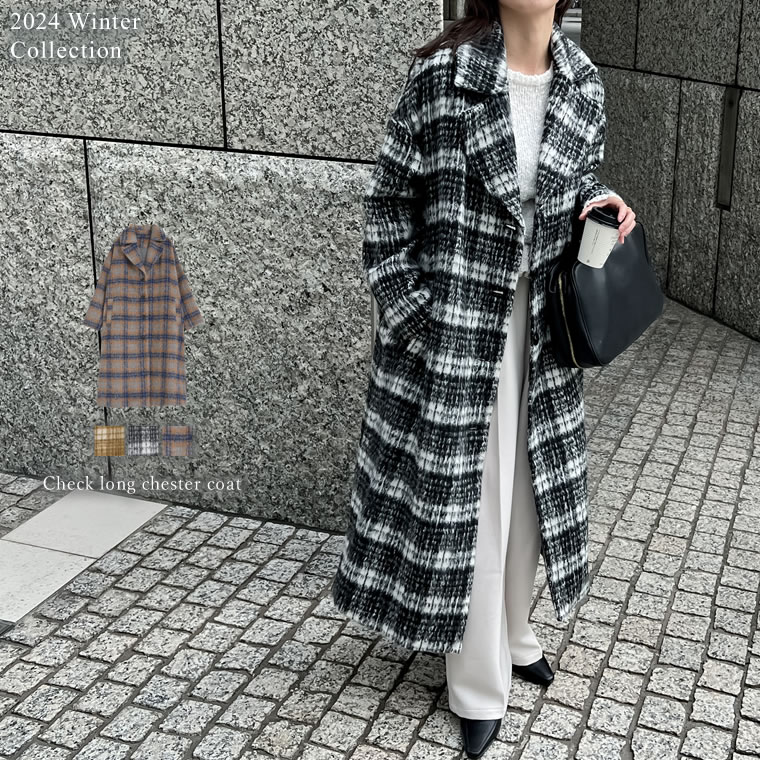 楽天市場】【SPECIAL FAIR】起毛チェック柄ロングチェスターコート