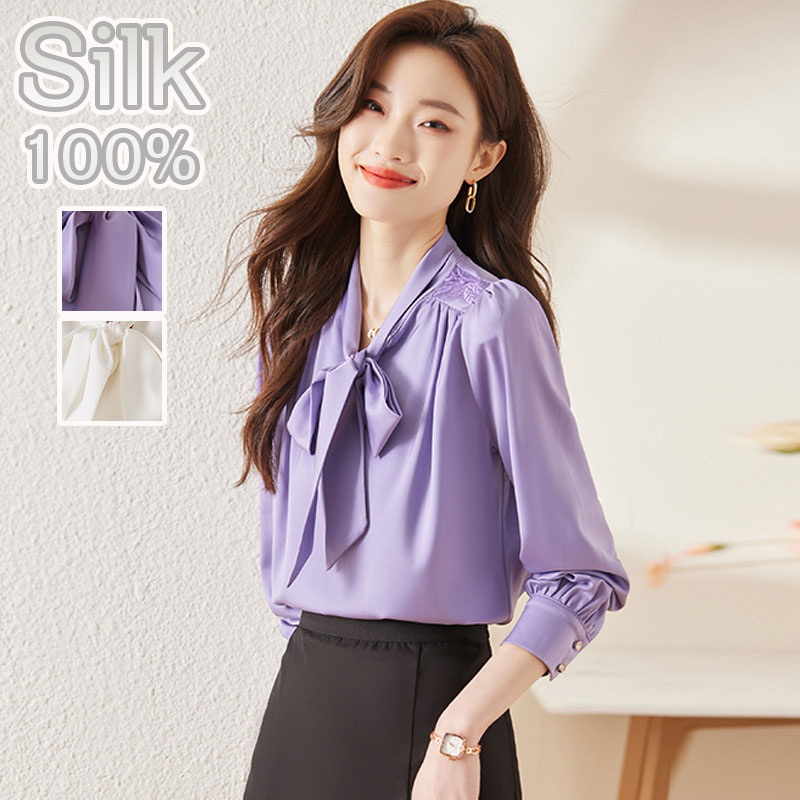 楽天市場】シルクシャツ ブラウス シルク100% 長袖 七分袖 シルク
