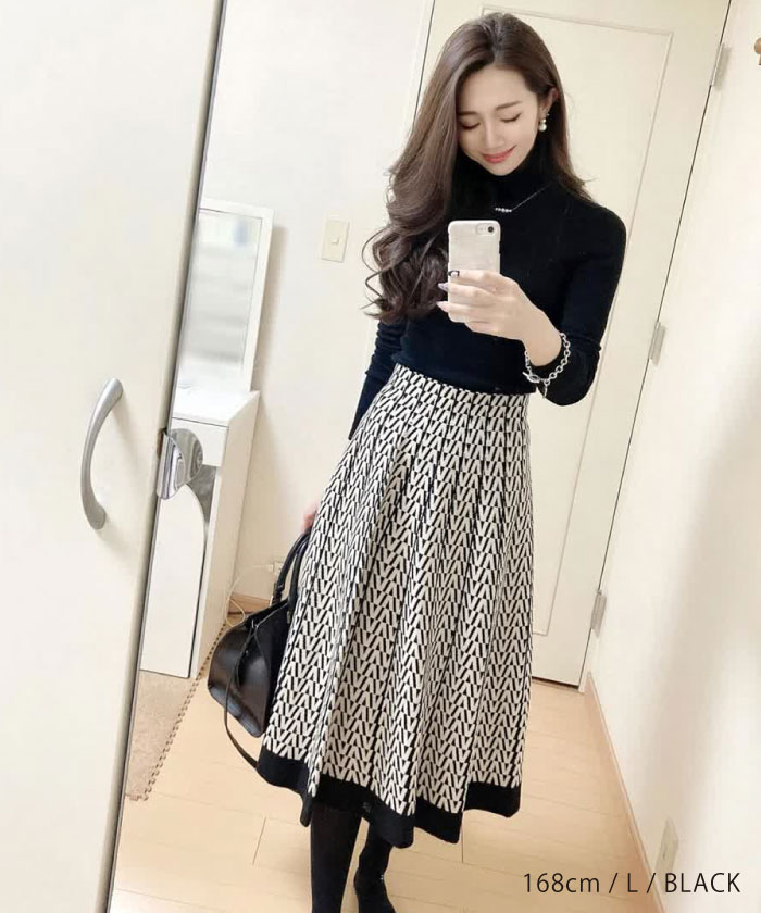 楽天市場】ニットスカート 幾何学模様 レディース 秋 冬 M L 総柄 幾何