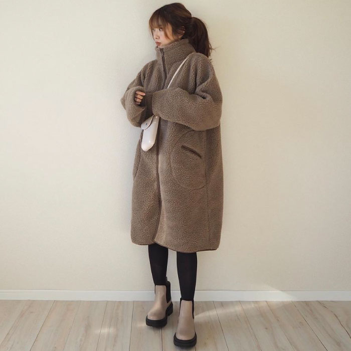 楽天市場】ボアロングコート ボアコート レディース スタンドカラー