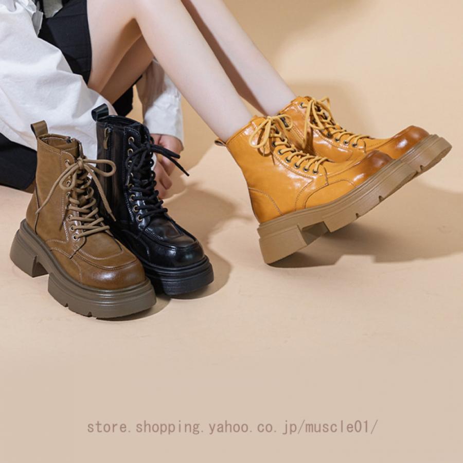 楽天市場】厚底 本革バイクブーツ おしゃれ 街歩きにも最適 厚底レース