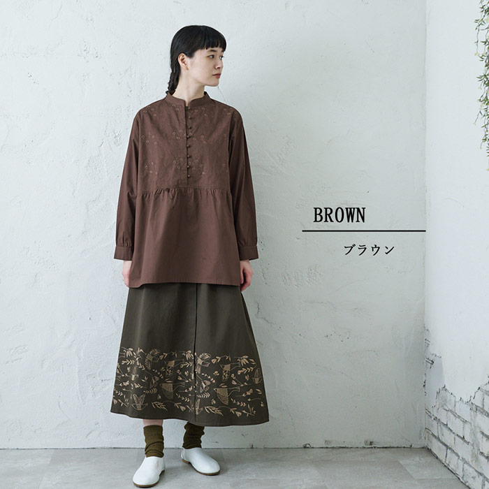 楽天市場】花刺繍ブラウスチュニック レディース トップス 長袖 大人の