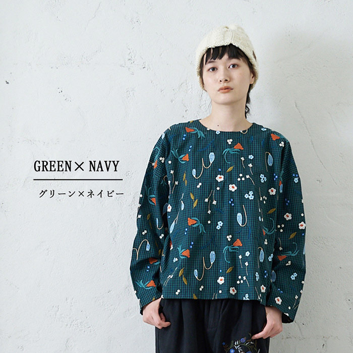 楽天市場】総柄刺繍ブラウス レディース トップス 長袖 大人の