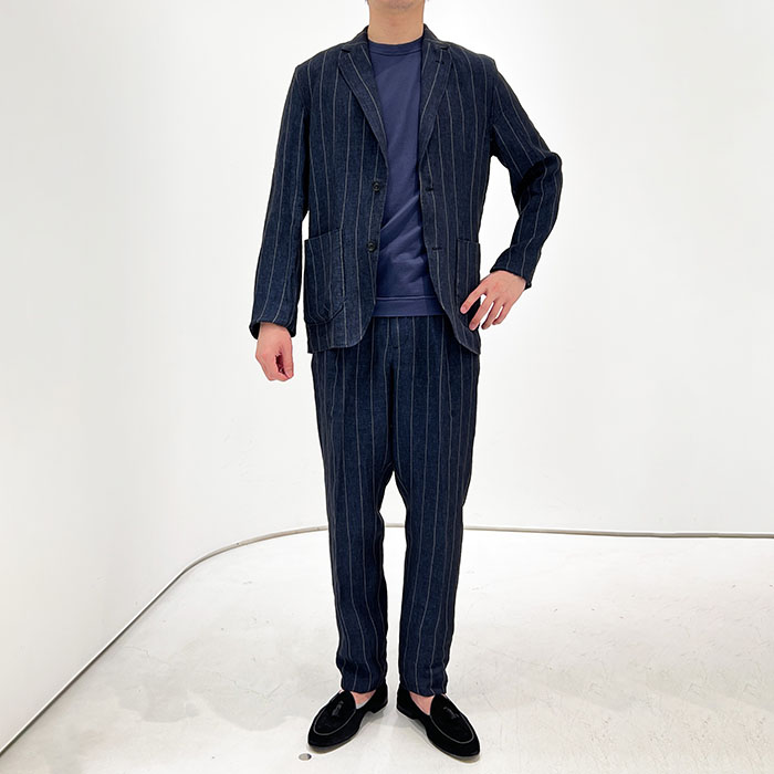 楽天市場】LARDINI ラルディーニ リネンストライプイージーパンツ