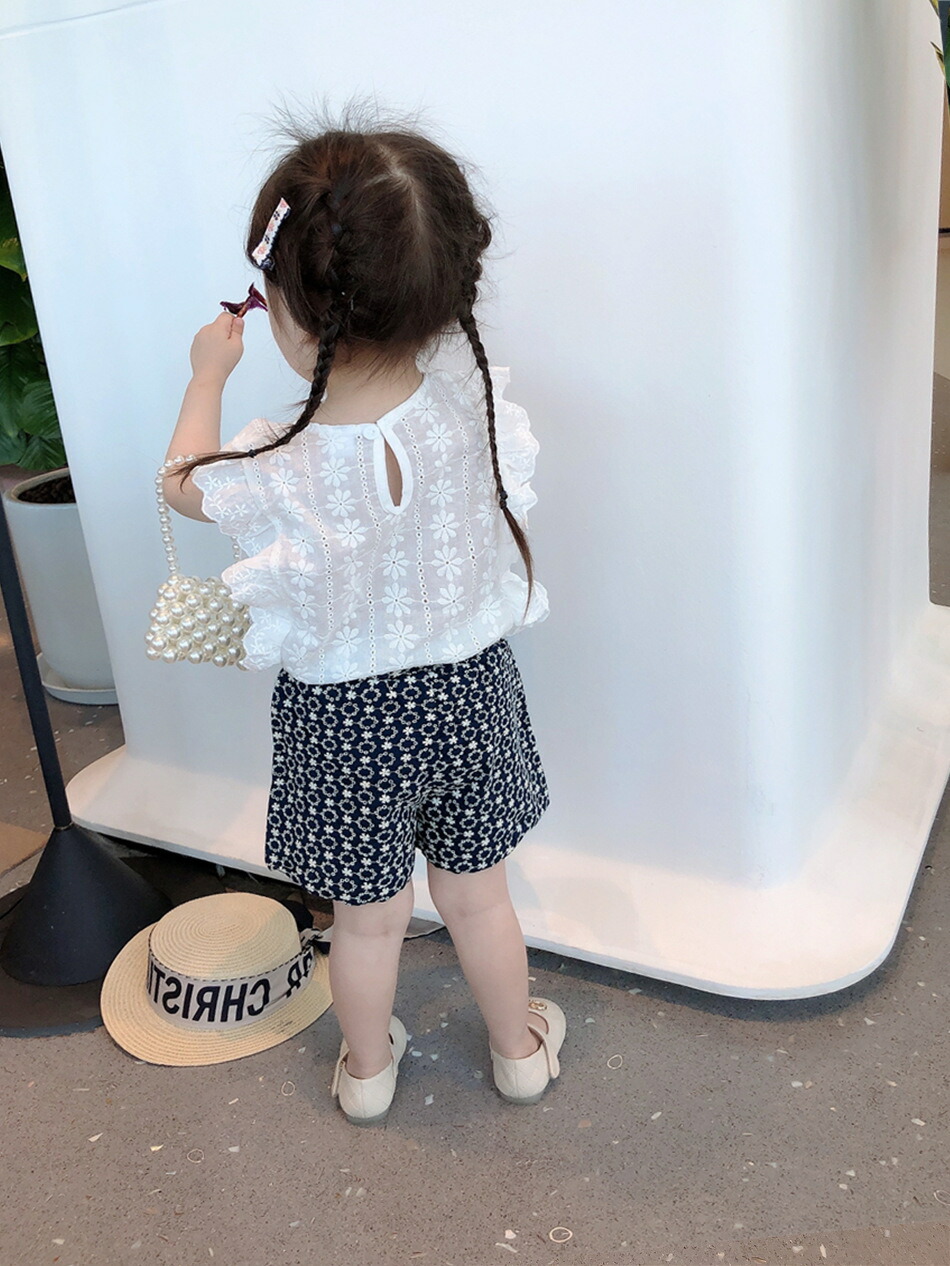 楽天市場】女の子 トップス 半袖 パンツ セットアップ ブラウス 上下