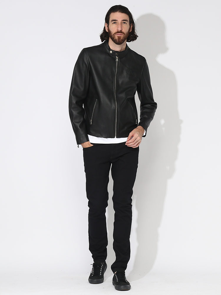 楽天市場】DIESEL (ディーゼル) レザー ロゴ フルジップ ライダース