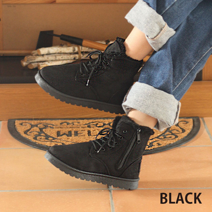 楽天市場】【期間限定セール】フェイクファーレースアップブーツ