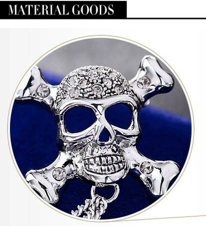 楽天市場】スカル スワロフスキー トリプル チェーン ラペルピン 骸骨