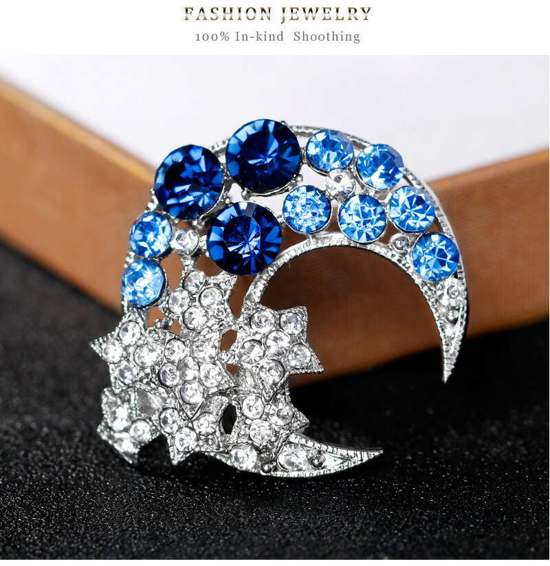 楽天市場】スワロフスキー 月 と 星 シャイン ブローチサファイア