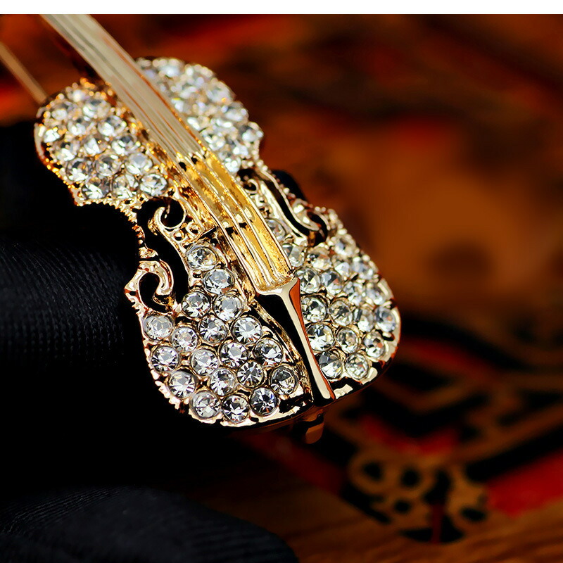 楽天市場】オーストリア スワロフスキー 使用 バイオリン ブローチ2