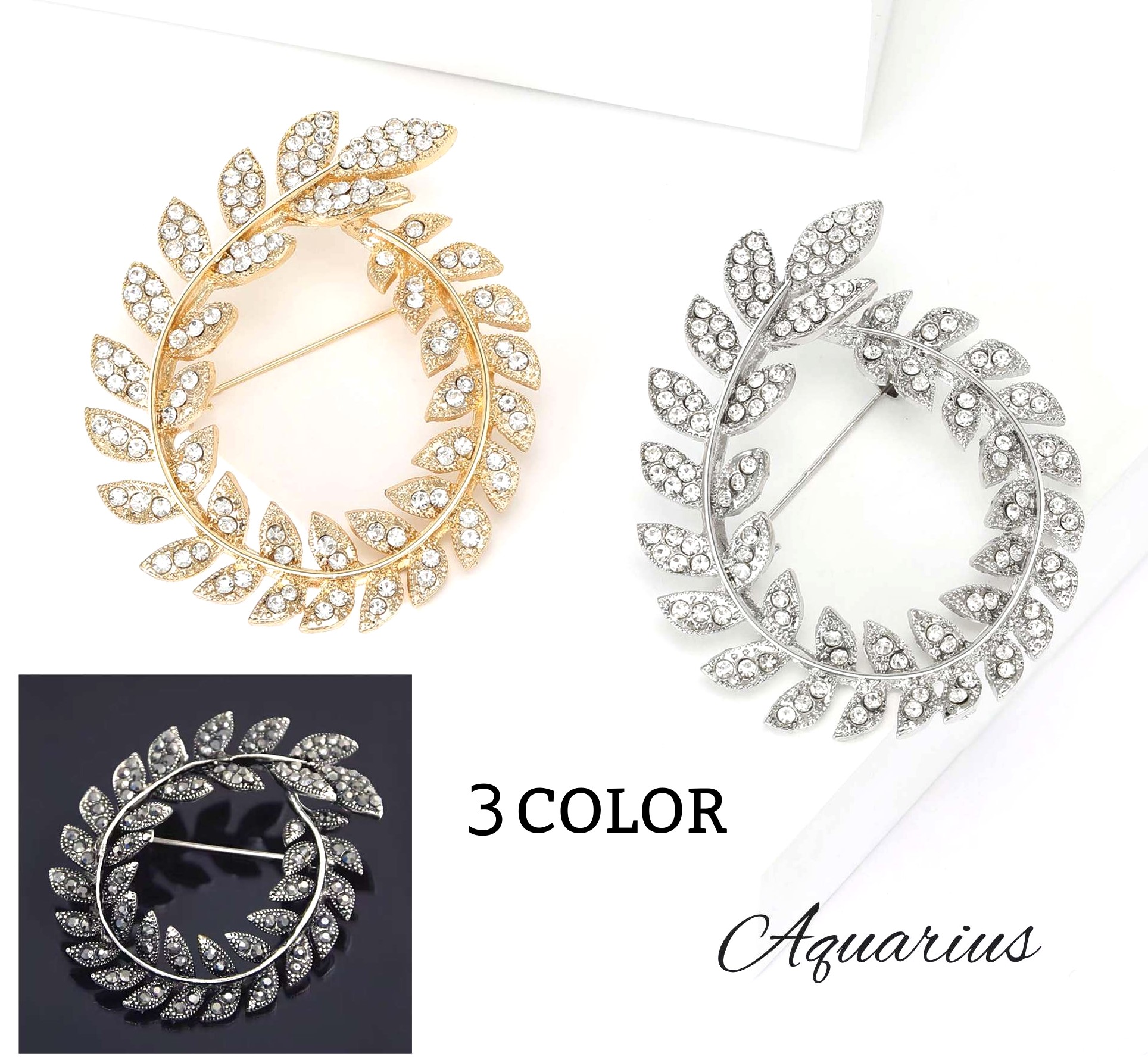 楽天市場】スワロフスキー 人気 の リーフ ( 葉 ) モチーフ ブローチ 3