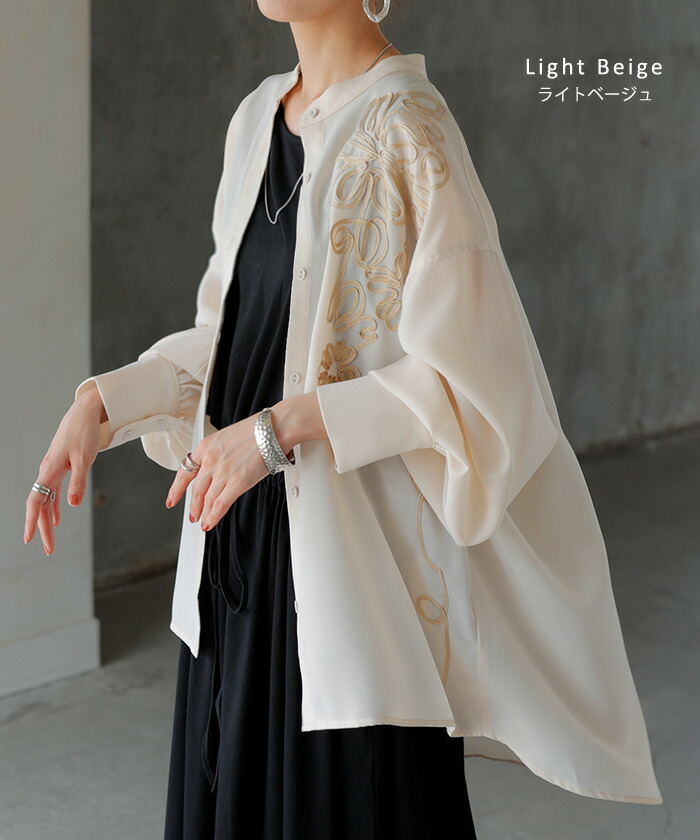 楽天市場】シャツ コード刺繍 シアー トップス レディース 刺繍 ノー