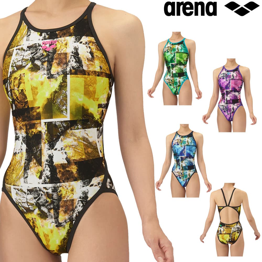 arena rimic double mat-fイエロー 競泳水着 SS arena rimic double