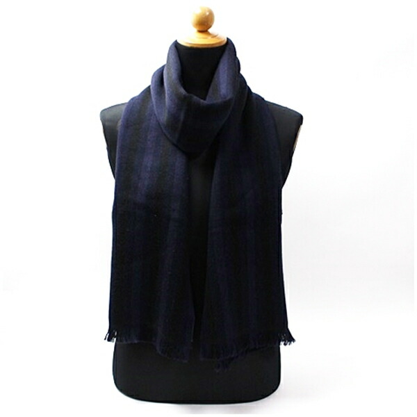 楽天市場】ヒューゴボス ウール リバーシブル マフラー ネイビー