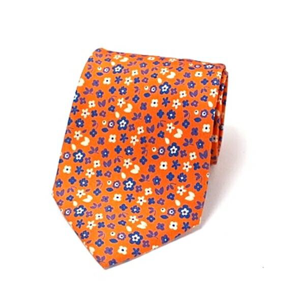 E.MARINELLA マリネッラ ネクタイ オレンジ 花柄 ドット シルク ❀新品