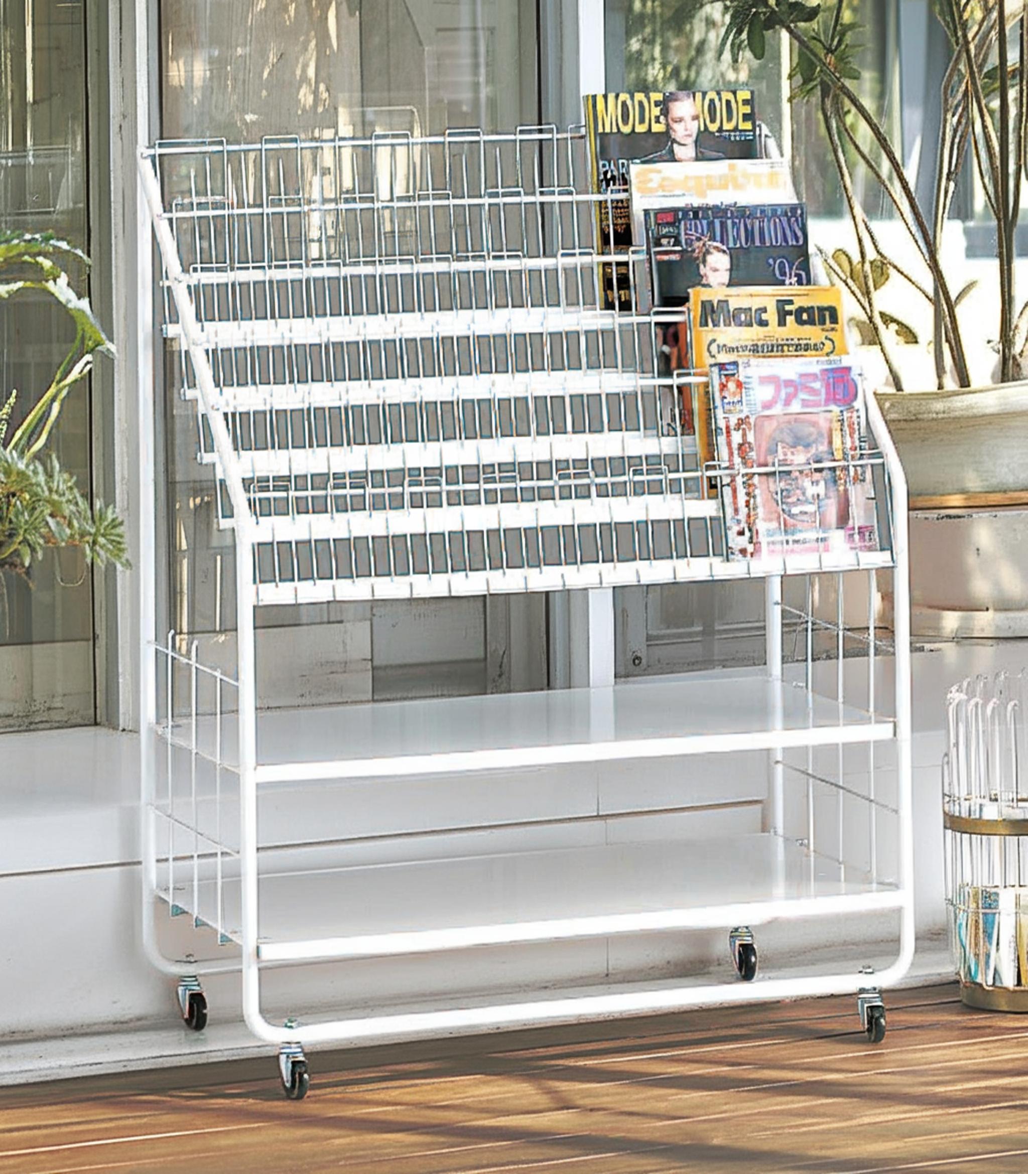 楽天市場】カタログスタンド マガジンラック キャスター付き 雑誌 本棚