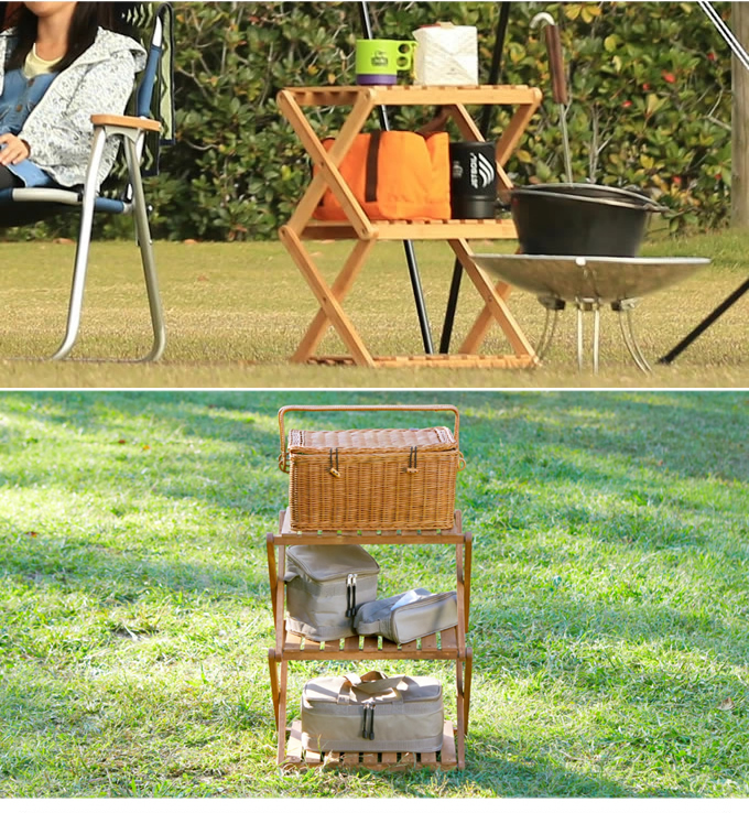 楽天市場】ウッドラック 3段 アカシアウッドラック 木製ラック