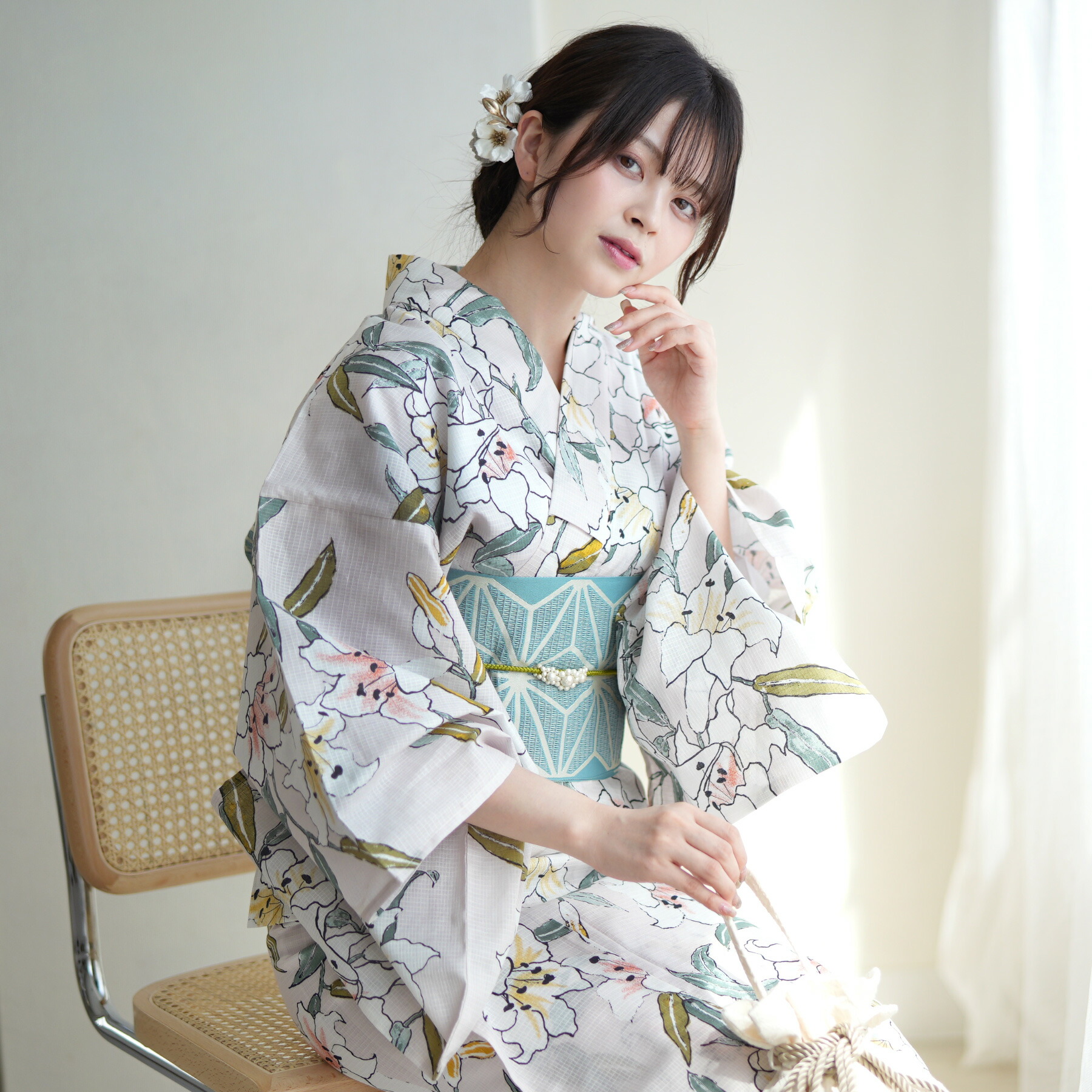 楽天市場】【utatane 高級変わり織 浴衣3点セット ペールピンクに