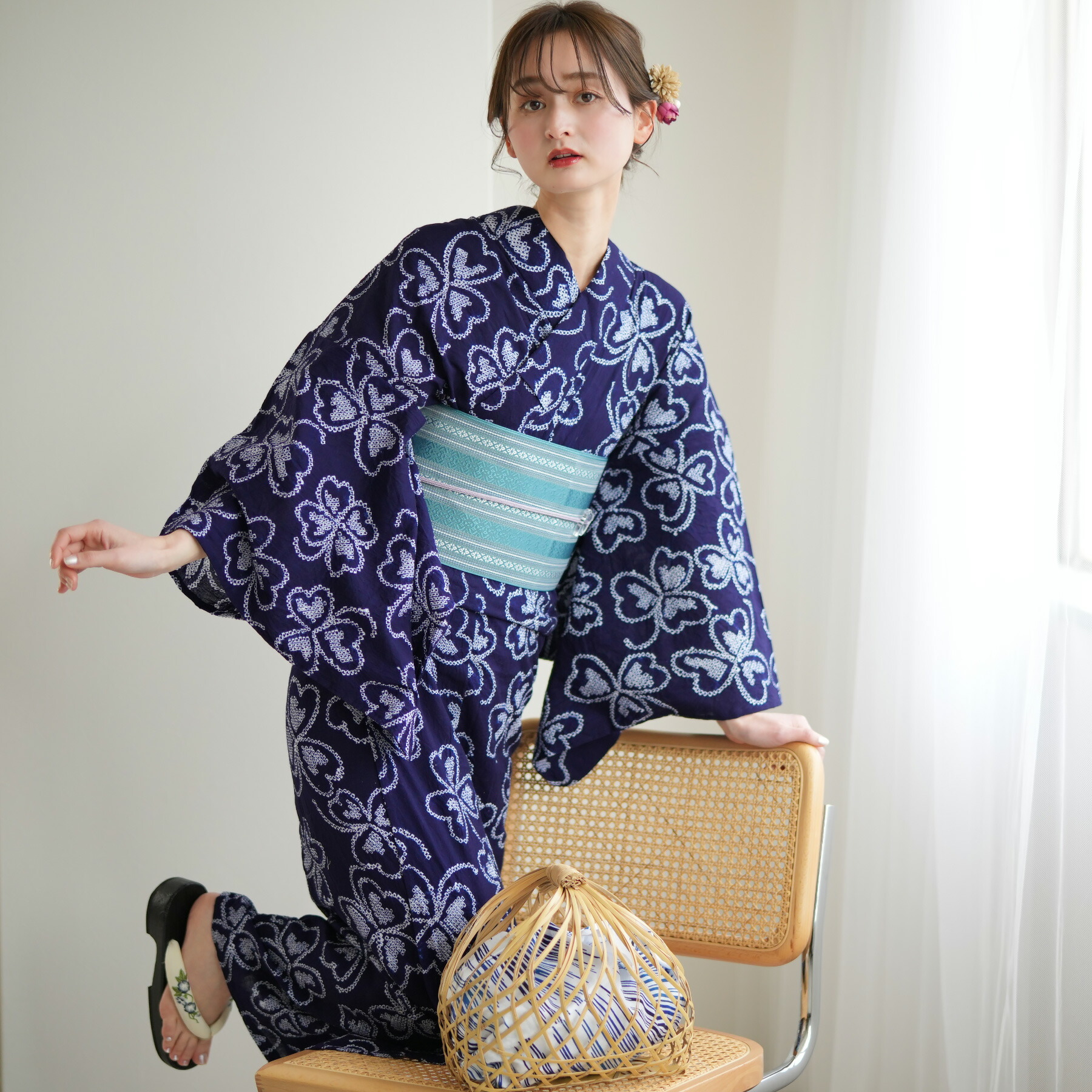 さま専用 有松絞り浴衣・本麻帯・帯締・帯締留の4点