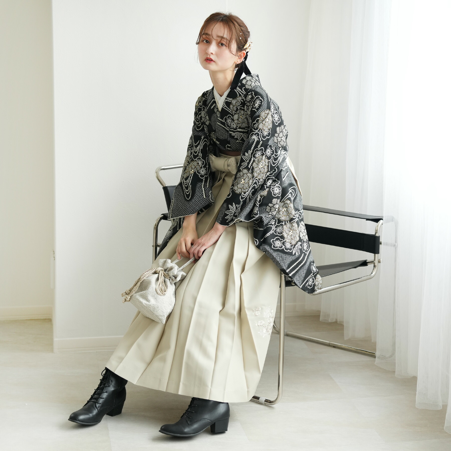 楽天市場】【レンタル】【Heather 袴 17点セット ブラックに疋田牡丹