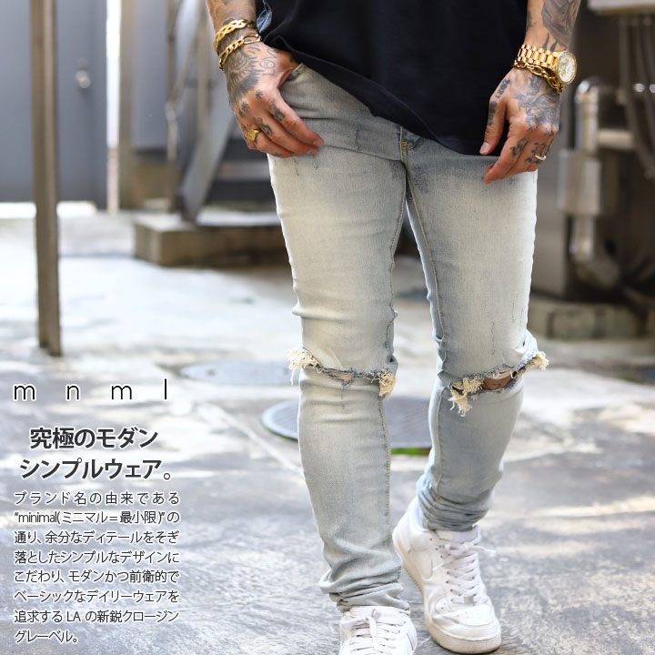 楽天市場】mnml デニム ジーンズ メンズ 春夏秋冬用 インディゴライト