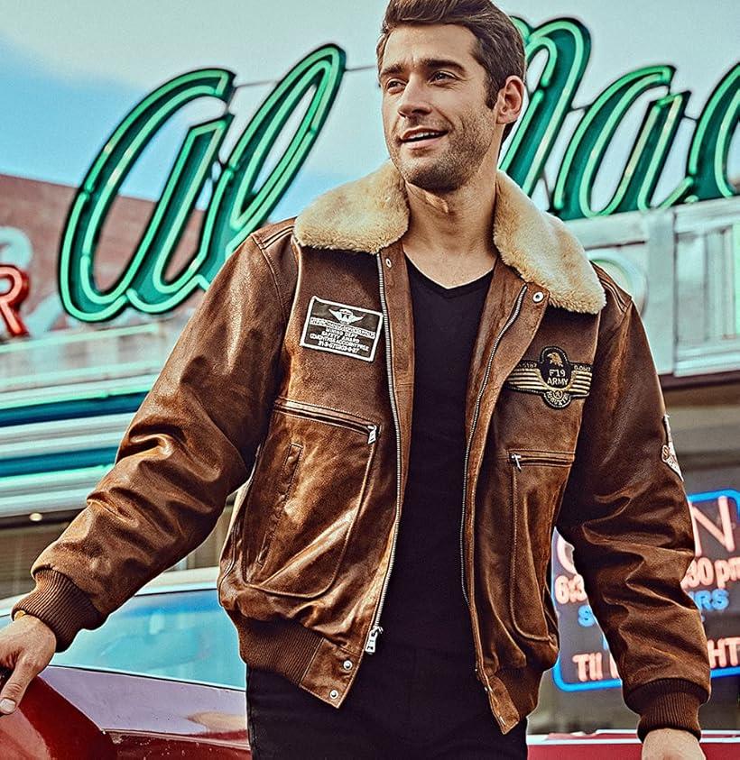 楽天市場】メンズ 本革 ボンバーレザージャケット パイロット コート