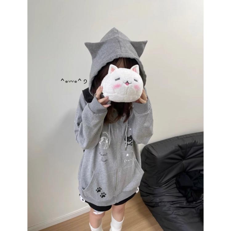 楽天市場】トレーナー 猫耳パーカーレディース ジップパーカー 猫耳