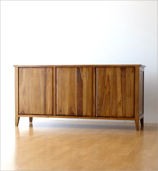 楽天市場】チーク無垢材 サイドボード 木製 総無垢材 リビングボード