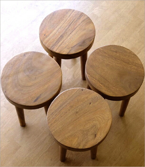 楽天市場】ウッドスツール 無垢 木製スツール 天然木 丸椅子 丸いす