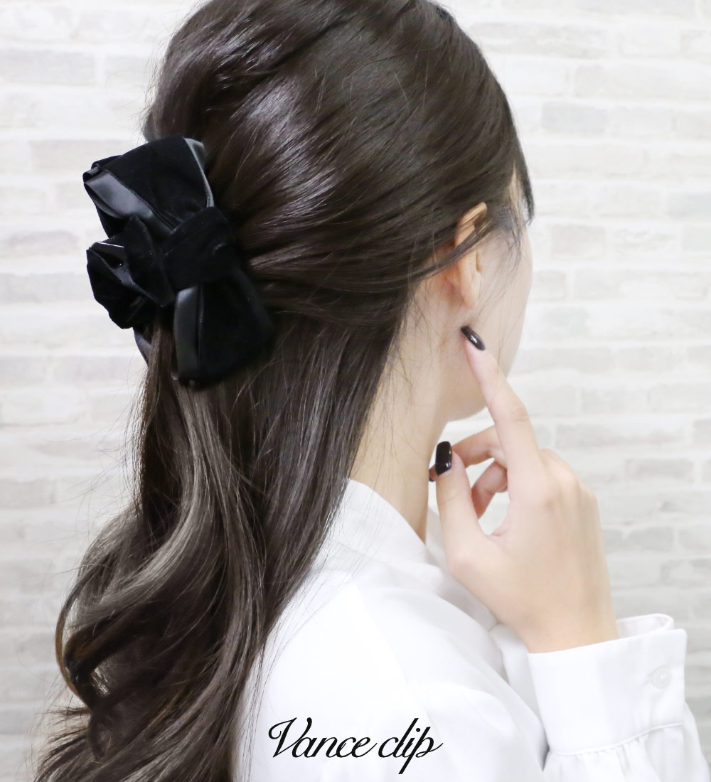 楽天市場】【ヘアクリップ】☆リトルムーンリボン（ベルベット×サテン