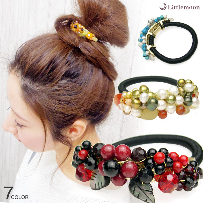 saaa様 ハーフ シュシュ☆ビーズ ヘアゴム☆ハンドメイド 天然石 瑪瑙