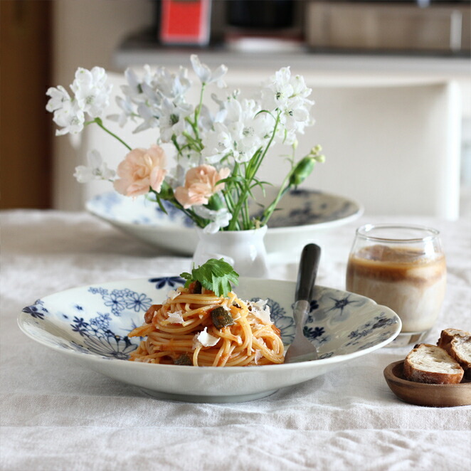 楽天市場】【3/1限定 P5倍】藍の花めぐり パスタカレー皿 24.5cm