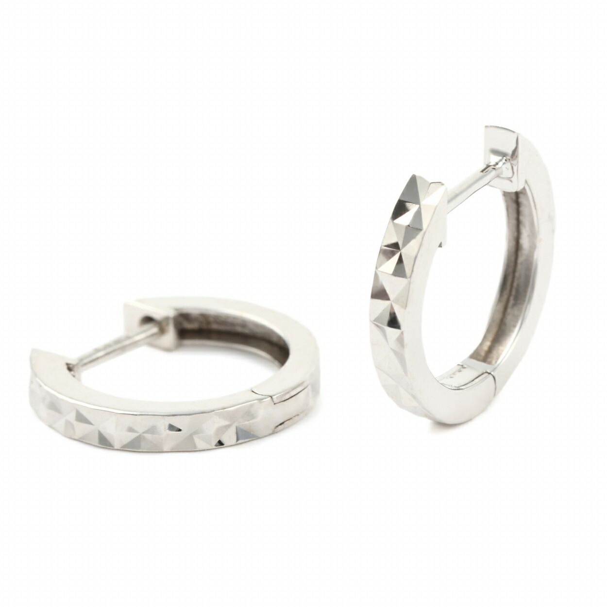 楽天市場】K14 フープピアス ダイヤカット 両耳 メンズ レディース